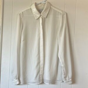 Liz Claiborne White Dress Shirt with Sequin Collar